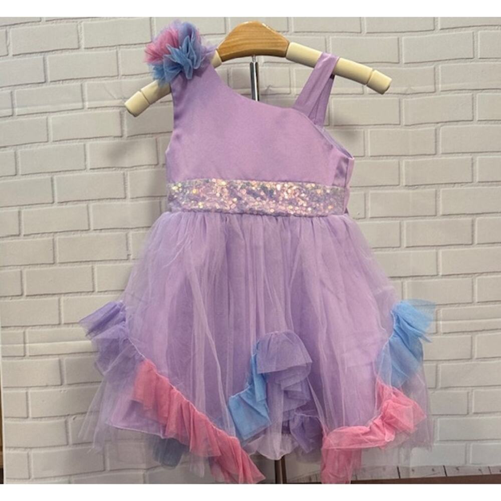 Elegant Princess Purple Party Dress 80 US 12-18 Months Tulle Bow Dress Sequin